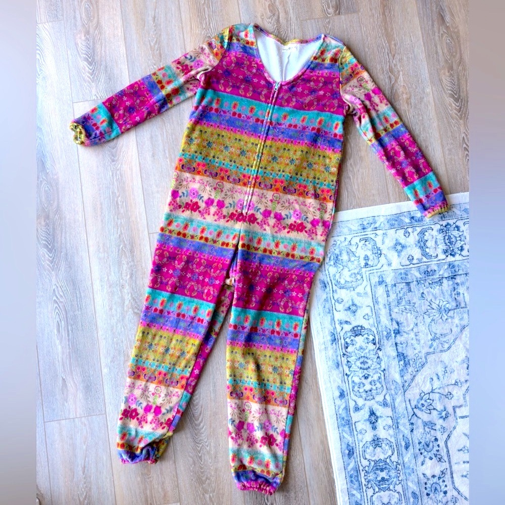 Natural Life Floral Fleece Onesie Pajamas XS